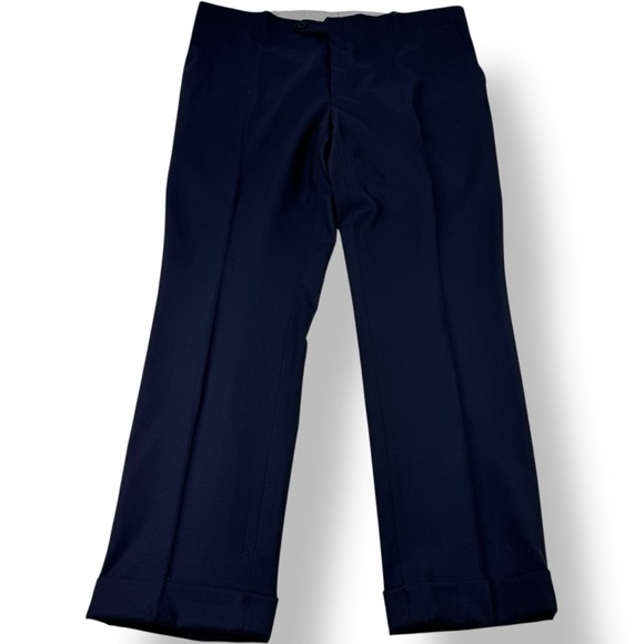 David August Navy Blue Flat Front Wool Dress Pants Men's Size 40x32